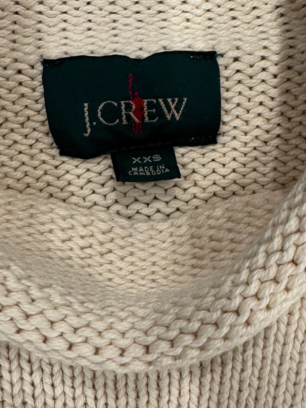 J. Crew Cream Knit Rollneck Cotton Sweater Size XXS - Picture 3 of 4